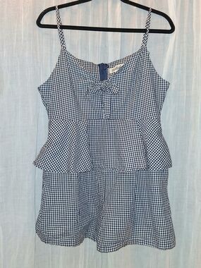 Listicle Navy and White Gingham Romper